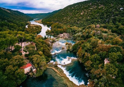 Aerial Photo of Krka waterfalls