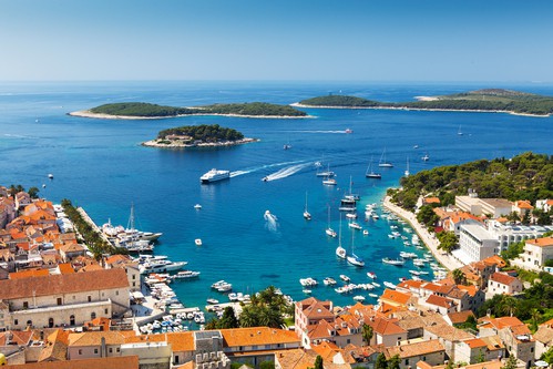 Beautiful view of harbor in Hvar
